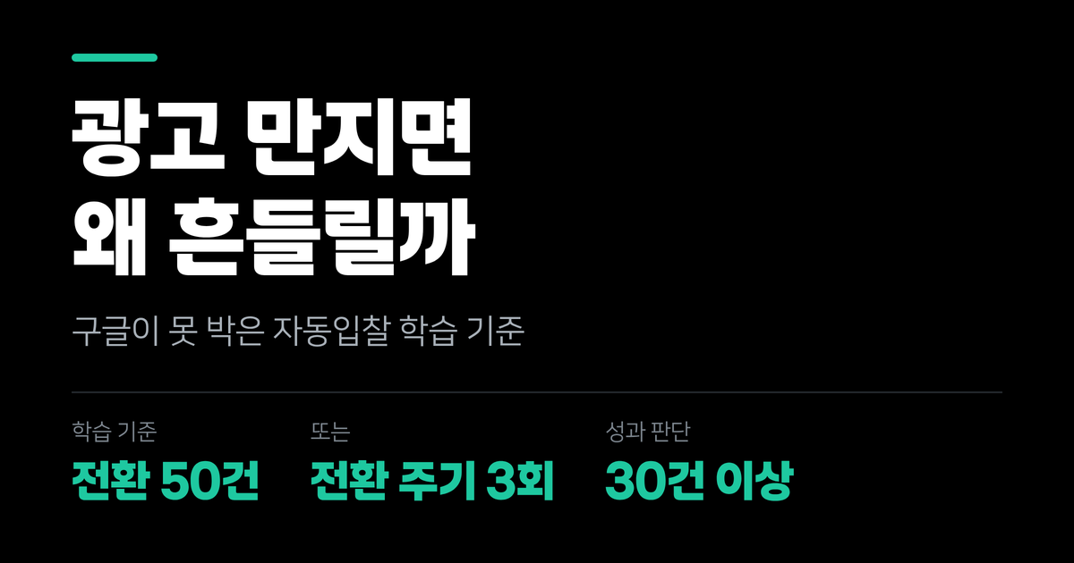 구글광고 좀 만졌더니 성과가 흔들리는 이유, 구글이 기준을 변경 했습니다.