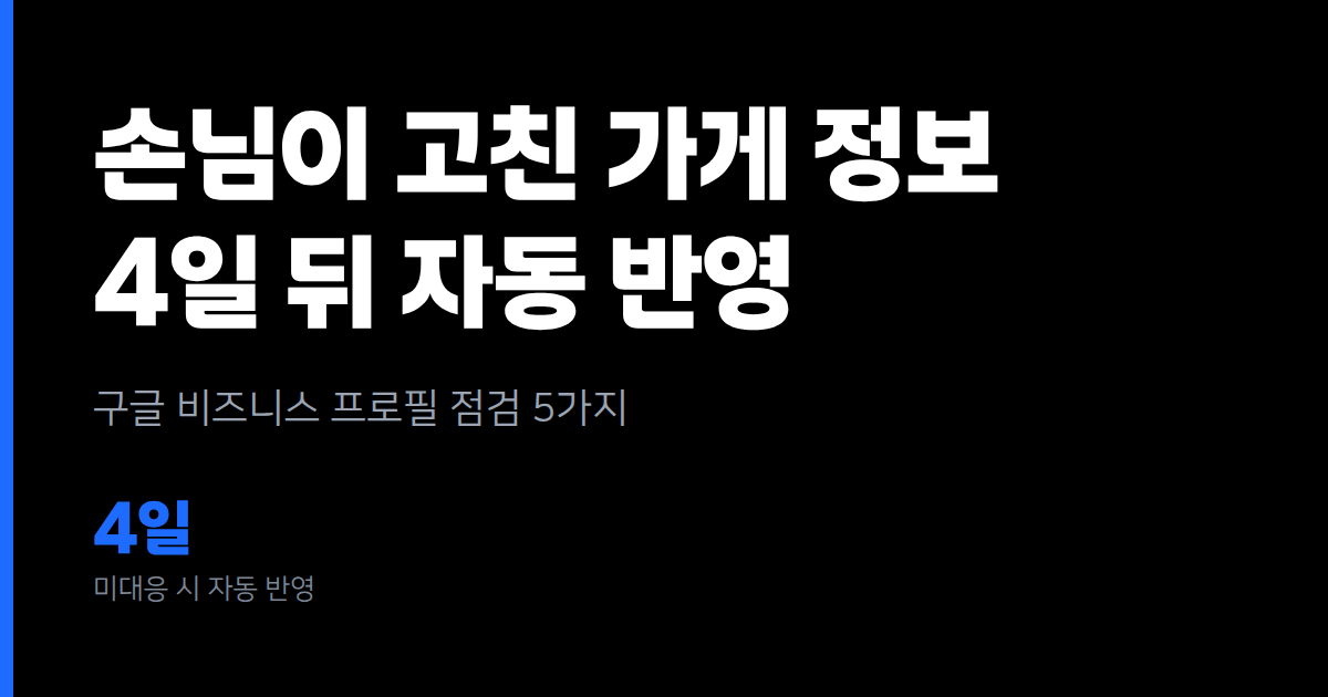 손님이 고친 "구글" 우리 가게 정보, 4일 지나면 그대로 올라갑니다