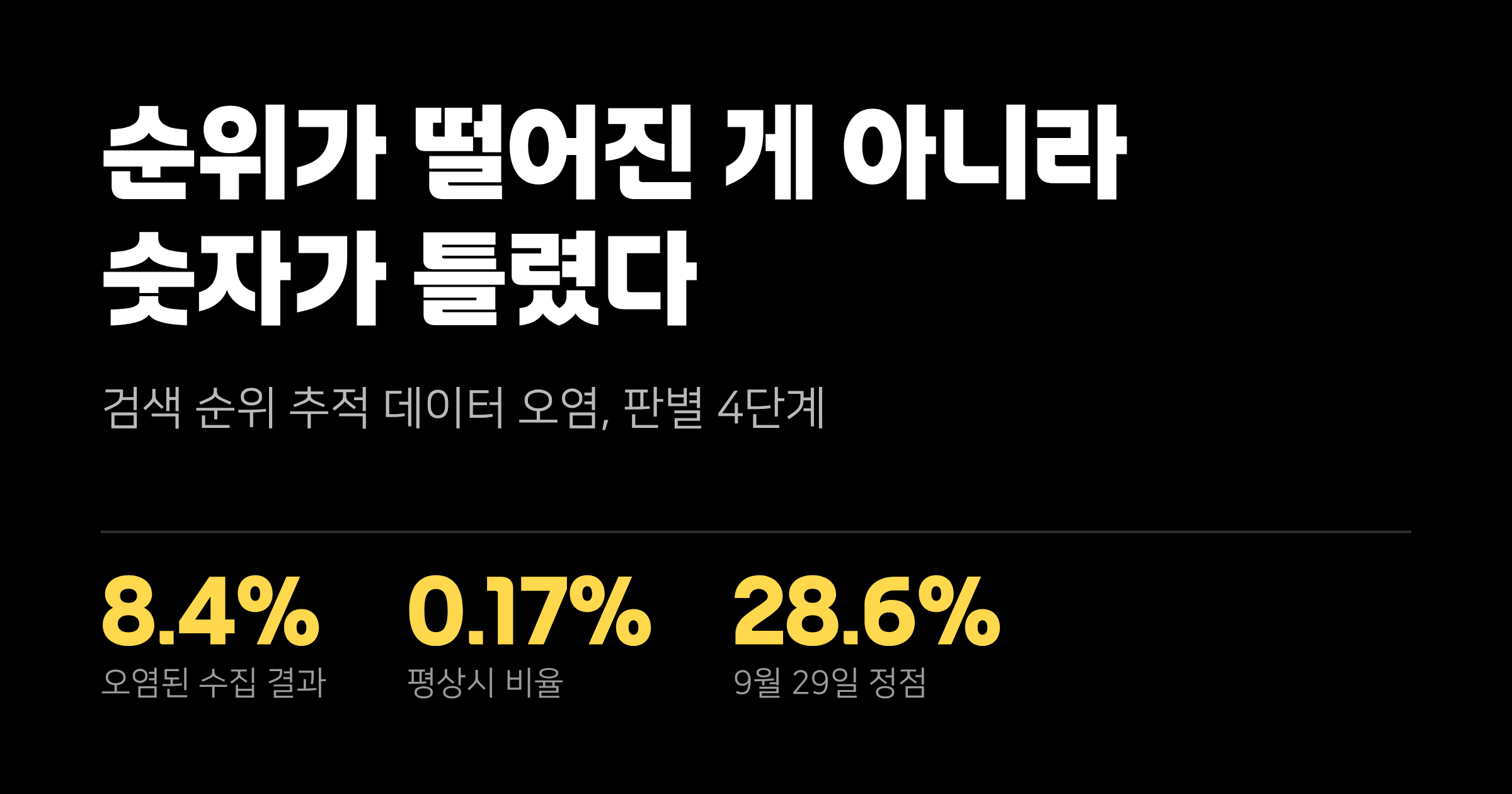 순위가 떨어진 게 아니라 숫자가 틀렸다