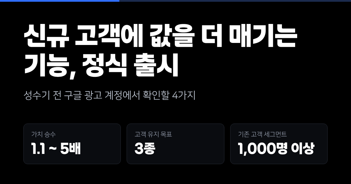 구글 광고, 신규 고객에 가치을 더 매기는 기능이 정식으로 열렸습니다