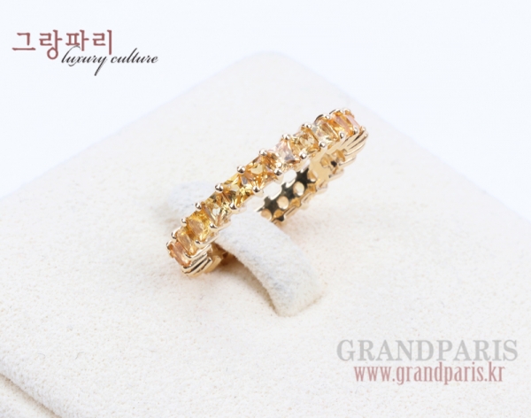 FineJewelry 옐로 프린세스 컷 옐로 골드 이터너티 반지 13호