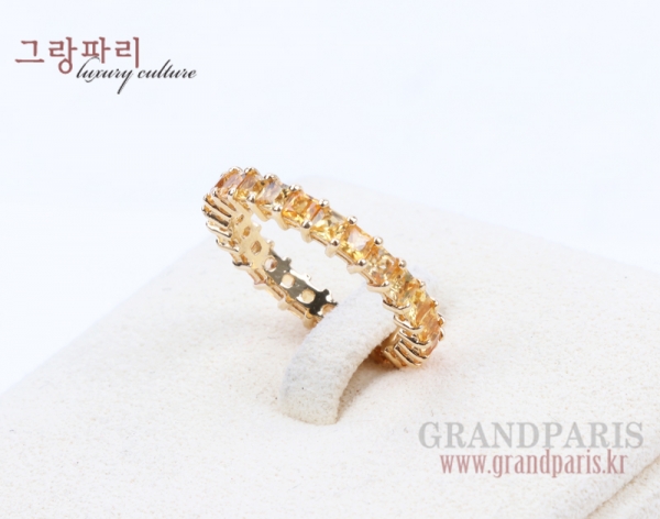 FineJewelry 옐로 프린세스 컷 옐로 골드 이터너티 반지 13호