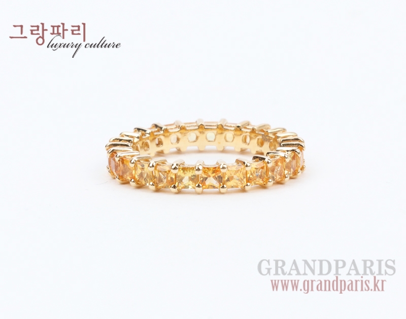 FineJewelry 옐로 프린세스 컷 옐로 골드 이터너티 반지 13호