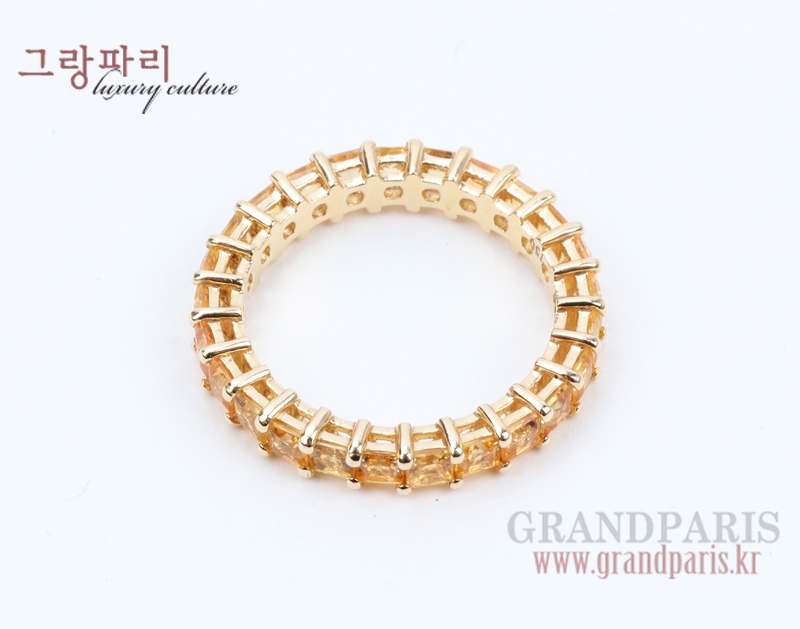 FineJewelry 옐로 프린세스 컷 옐로 골드 이터너티 반지 13호