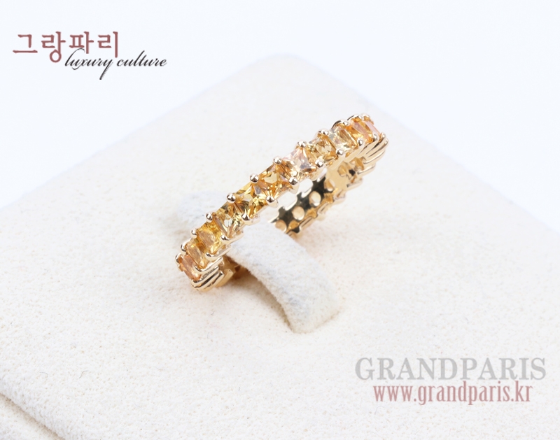 FineJewelry 옐로 프린세스 컷 옐로 골드 이터너티 반지 13호
