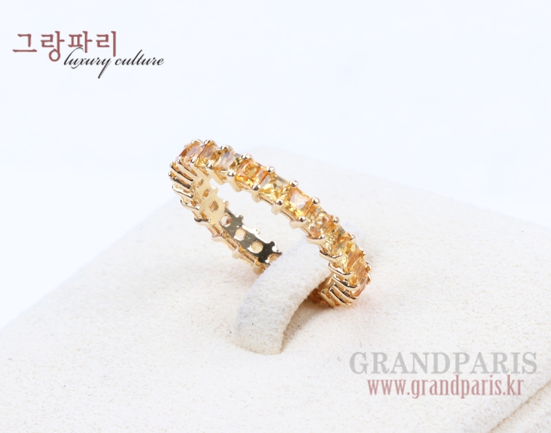 FineJewelry 옐로 프린세스 컷 옐로 골드 이터너티 반지 13호