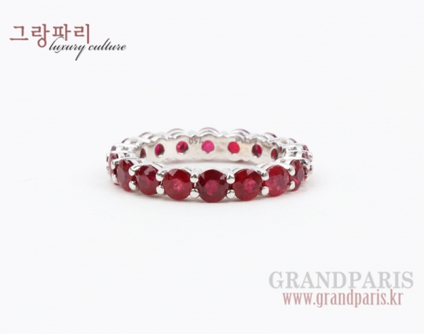 FineJewelry 루비 3mm 화이트 골드 이터너티 반지 12.5호