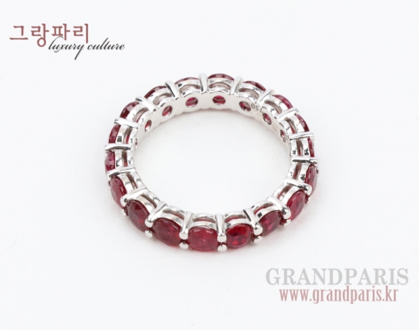 FineJewelry 루비 3mm 화이트 골드 이터너티 반지 12.5호