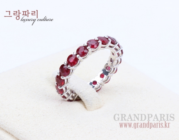 FineJewelry 루비 3mm 화이트 골드 이터너티 반지 12.5호