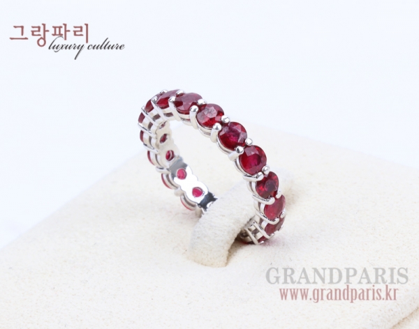 FineJewelry 루비 3mm 화이트 골드 이터너티 반지 12.5호