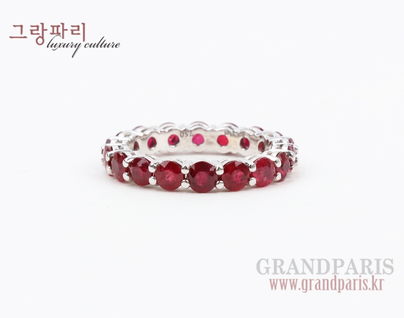 FineJewelry 루비 3mm 화이트 골드 이터너티 반지 12.5호