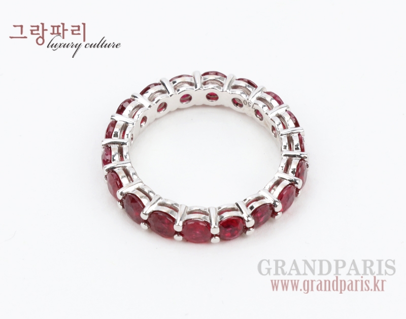 FineJewelry 루비 3mm 화이트 골드 이터너티 반지 12.5호