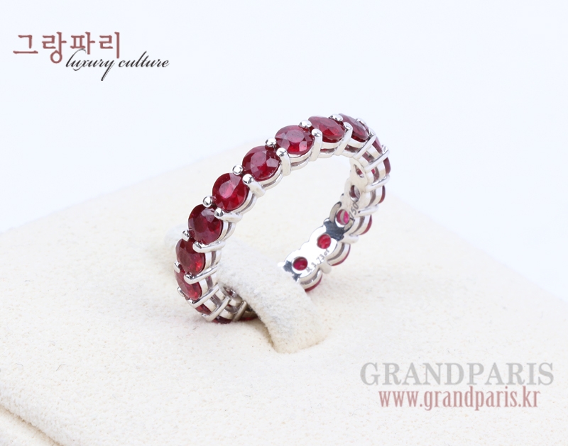 FineJewelry 루비 3mm 화이트 골드 이터너티 반지 12.5호