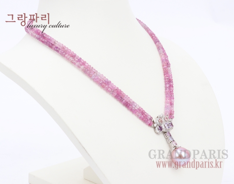 FineJewelry 핑크 사파이어 체인 진주 팬던트 네크리스 FineJewelry 핑크 사파이어 체인 진주 팬던트 네크리스