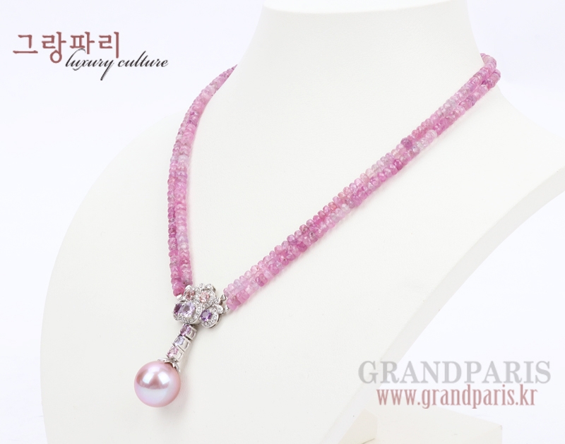 FineJewelry 핑크 사파이어 체인 진주 팬던트 네크리스 FineJewelry 핑크 사파이어 체인 진주 팬던트 네크리스