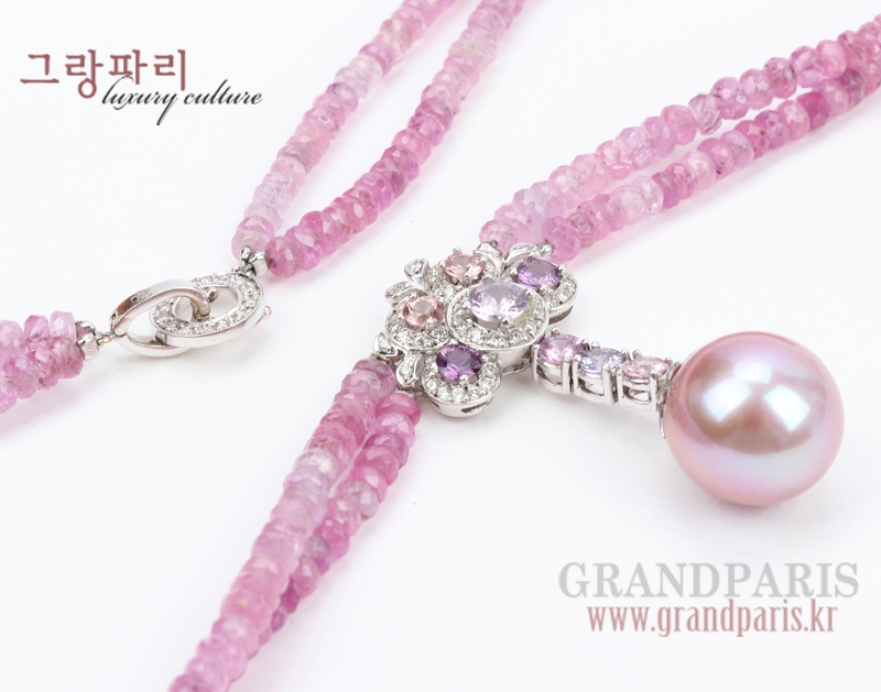 FineJewelry 핑크 사파이어 체인 진주 팬던트 네크리스 FineJewelry 핑크 사파이어 체인 진주 팬던트 네크리스