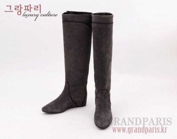랑방 그레이 스웨이드 커버 웨지 롱부츠 36