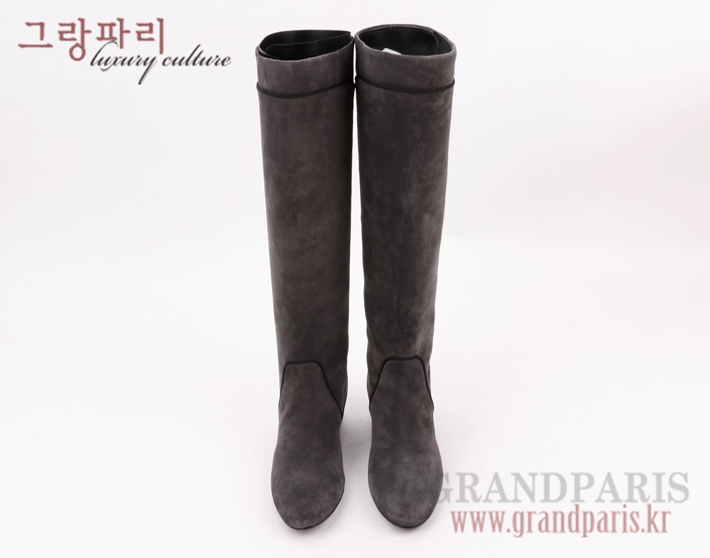 랑방 그레이 스웨이드 커버 웨지 롱부츠 36