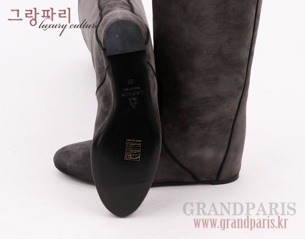 랑방 그레이 스웨이드 커버 웨지 롱부츠 36