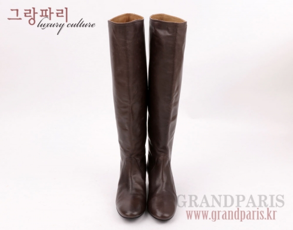랑방 딥 브라운 레더 커버 웨지힐 롱부츠 36