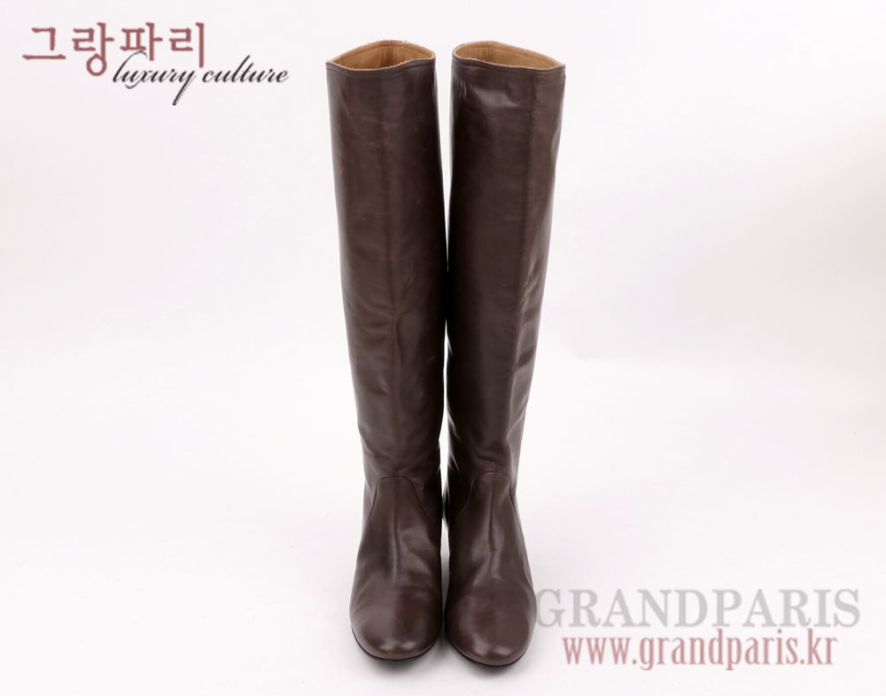 랑방 딥 브라운 레더 커버 웨지힐 롱부츠 36