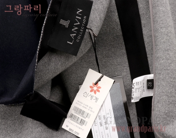랑방 네이비 그레이 투톤 데끼라인 드롭숄더 집업 롱코트 82