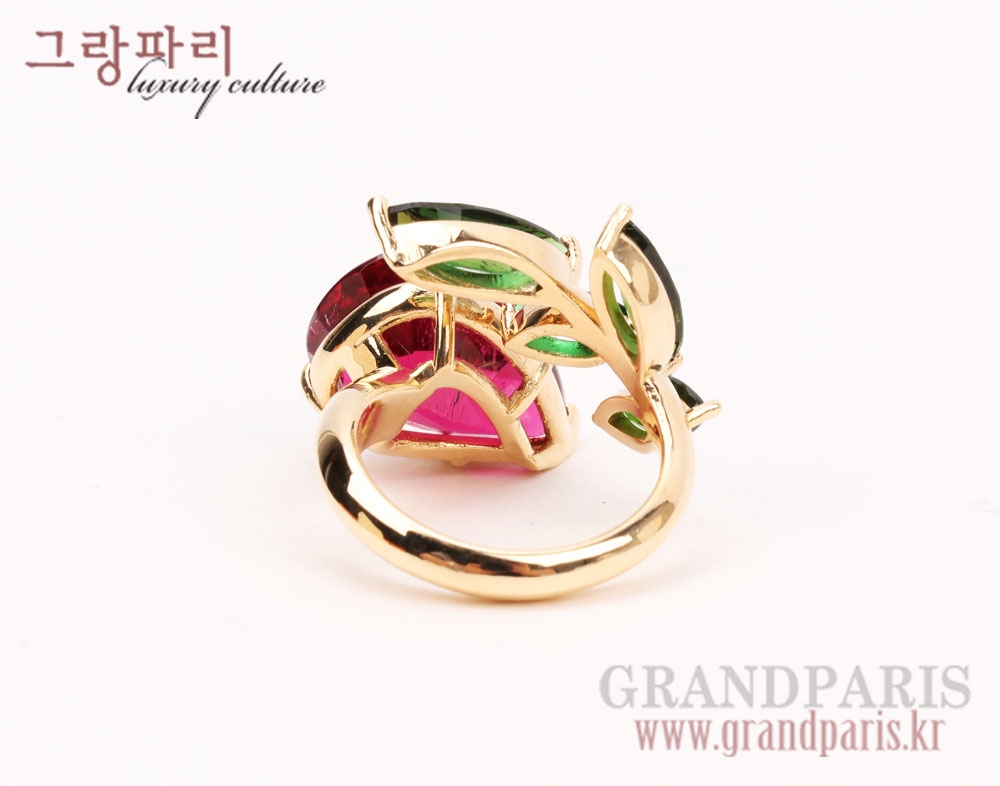 FineJewelry 물방울 루벨라이트 그린 투어마린 옐로 골드 반지 FineJewelry 물방울 루벨라이트 그린 투어마린 옐로 골드 반지
