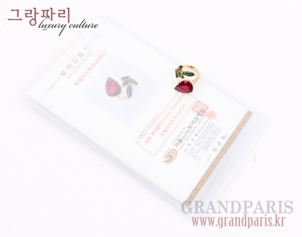 FineJewelry 물방울 루벨라이트 그린 투어마린 옐로 골드 반지 FineJewelry 물방울 루벨라이트 그린 투어마린 옐로 골드 반지