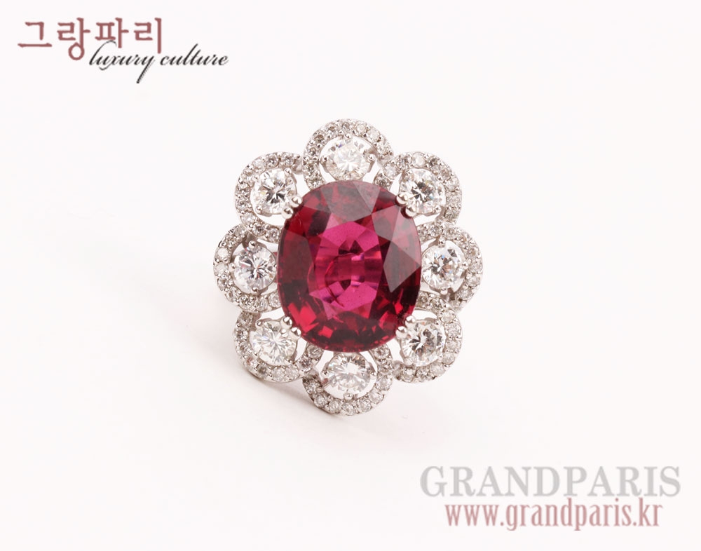 FineJewelry 피존 레드 오벌 루벨라이트 다이아 반지 FineJewelry 피존 레드 오벌 루벨라이트 다이아 반지
