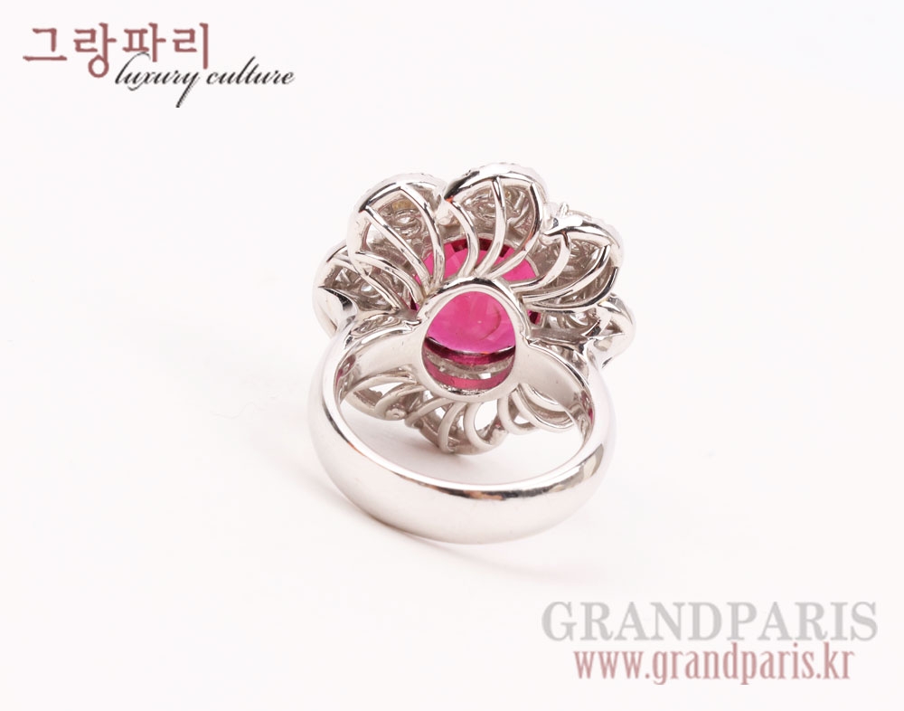 FineJewelry 피존 레드 오벌 루벨라이트 다이아 반지 FineJewelry 피존 레드 오벌 루벨라이트 다이아 반지