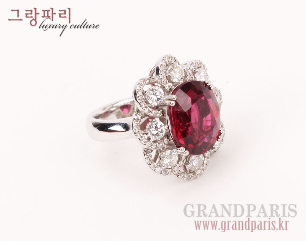FineJewelry 피존 레드 오벌 루벨라이트 다이아 반지 FineJewelry 피존 레드 오벌 루벨라이트 다이아 반지