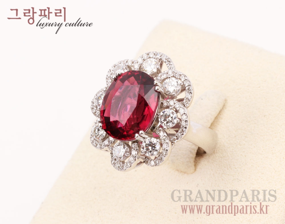 FineJewelry 피존 레드 오벌 루벨라이트 다이아 반지 FineJewelry 피존 레드 오벌 루벨라이트 다이아 반지