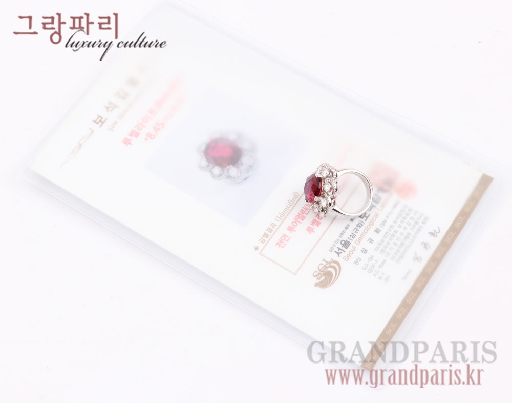 FineJewelry 피존 레드 오벌 루벨라이트 다이아 반지 FineJewelry 피존 레드 오벌 루벨라이트 다이아 반지