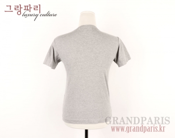 꼼데가르송 블랙 로고 패치 멜란지 그레이 심플 반소매 상의 S