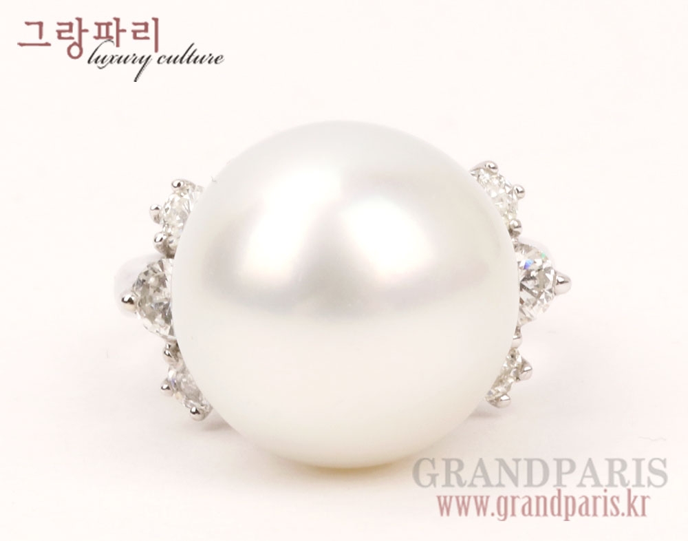 FineJewelry 화이트펄 15mm진주 6P다이아 반지 FineJewelry 화이트펄 15mm진주 6P다이아 반지