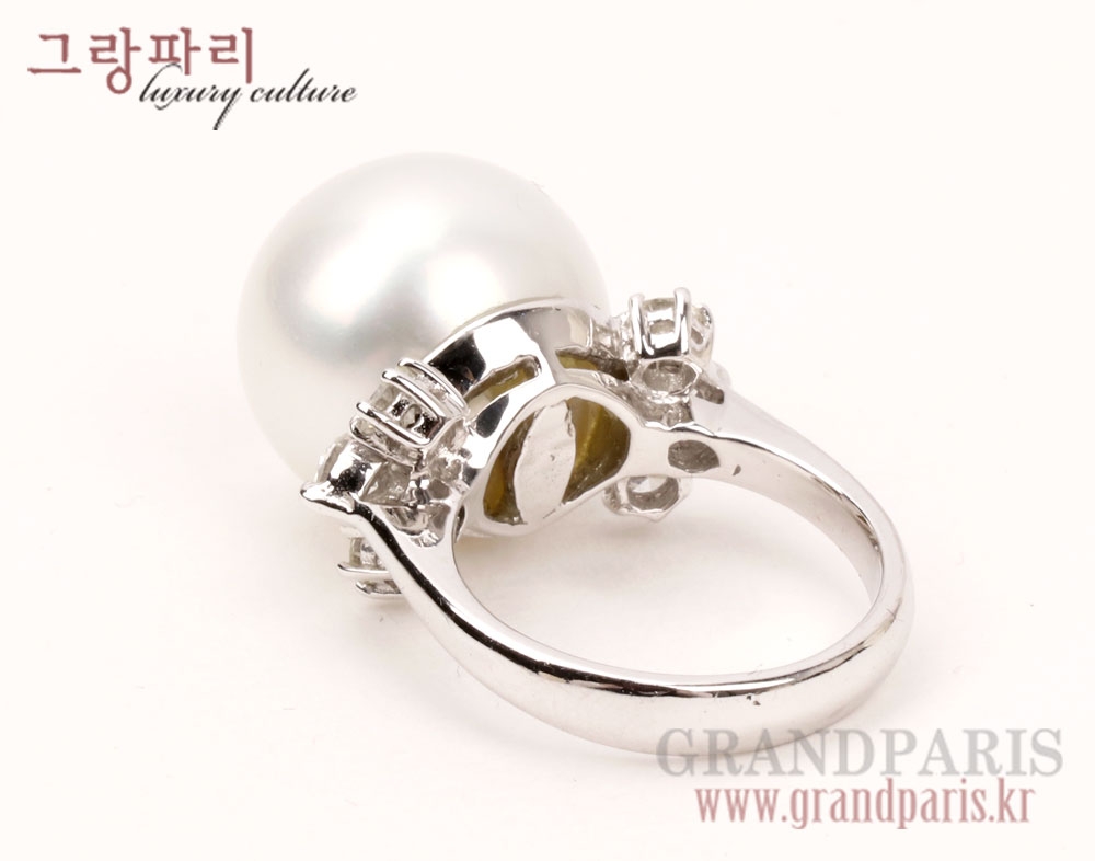 FineJewelry 화이트펄 15mm진주 6P다이아 반지 FineJewelry 화이트펄 15mm진주 6P다이아 반지