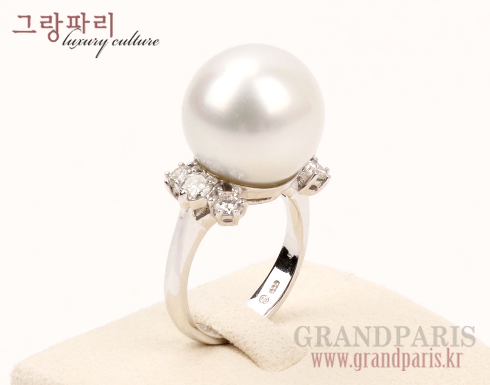 FineJewelry 화이트펄 15mm진주 6P다이아 반지 FineJewelry 화이트펄 15mm진주 6P다이아 반지