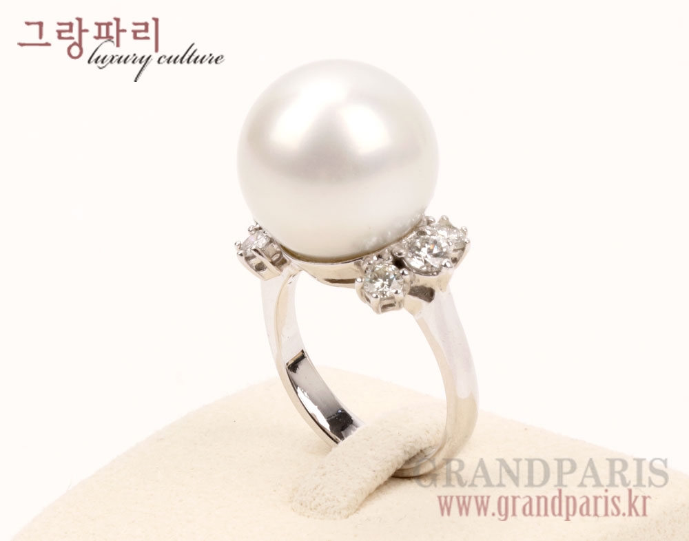 FineJewelry 화이트펄 15mm진주 6P다이아 반지 FineJewelry 화이트펄 15mm진주 6P다이아 반지