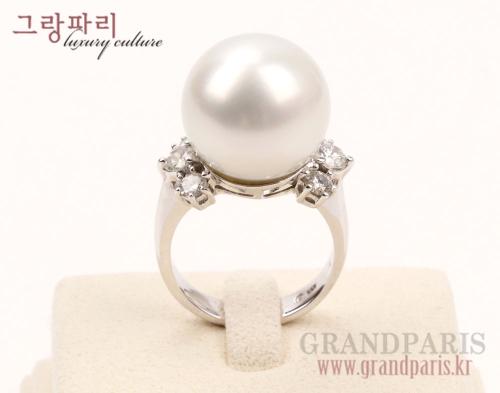 FineJewelry 화이트펄 15mm진주 6P다이아 반지 FineJewelry 화이트펄 15mm진주 6P다이아 반지