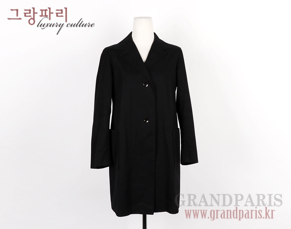 질샌더 블랙 코튼 심플 맥코트 34