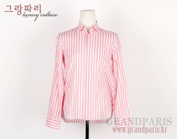 꼼데가르송 핑크 화이트 스트라이프 셔츠 블라우스 상의 S