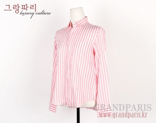 꼼데가르송 핑크 화이트 스트라이프 셔츠 블라우스 상의 S
