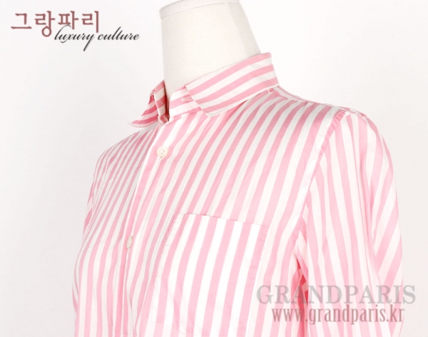 꼼데가르송 핑크 화이트 스트라이프 셔츠 블라우스 상의 S