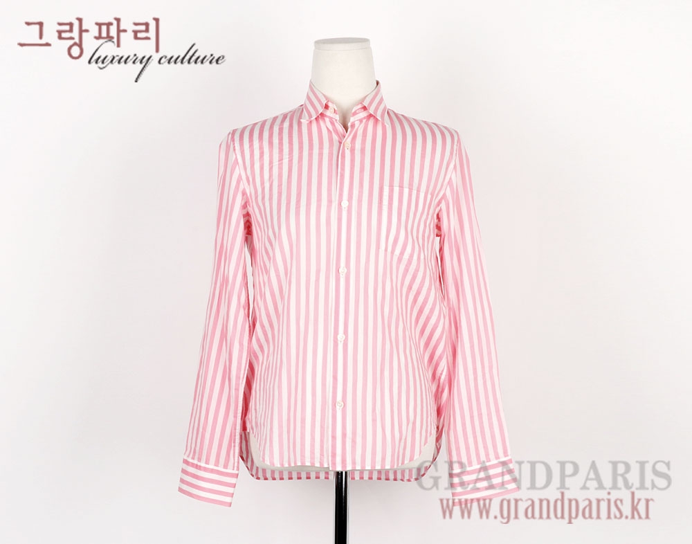 꼼데가르송 핑크 화이트 스트라이프 셔츠 블라우스 상의 S