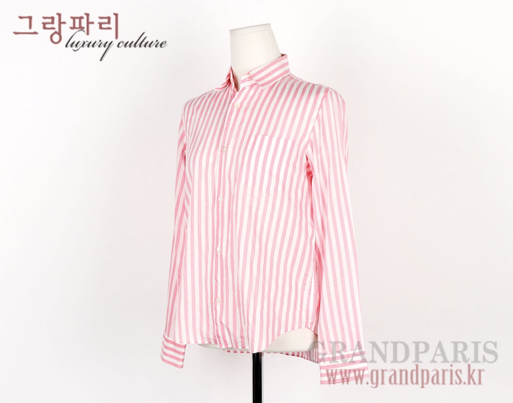 꼼데가르송 핑크 화이트 스트라이프 셔츠 블라우스 상의 S