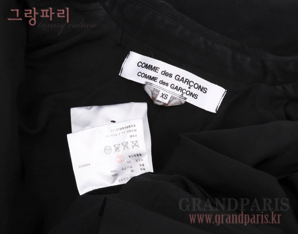꼼데가르송 블랙 코튼 오버사이즈 라운드컷 카라 코트 XS