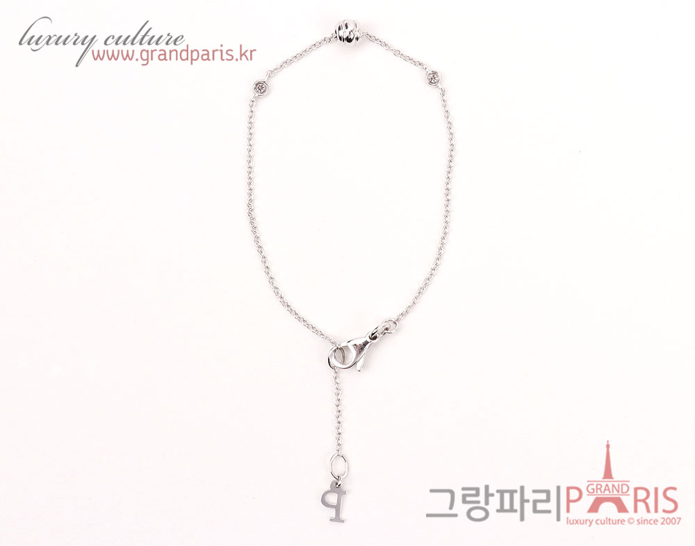 피아제 화이트골드 미니볼 3P 다이아 슬림 체인 팔찌