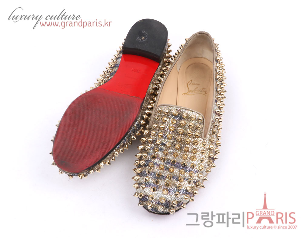 루부탱 멀티 오로라 글리터 골드 스파이크 로퍼 36 1/2	