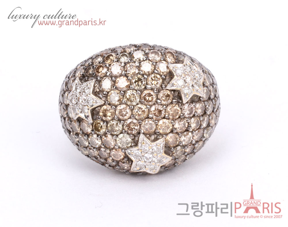Fine Jewelry 꼬냑 다이아몬드 파베 별포인트 볼드 링