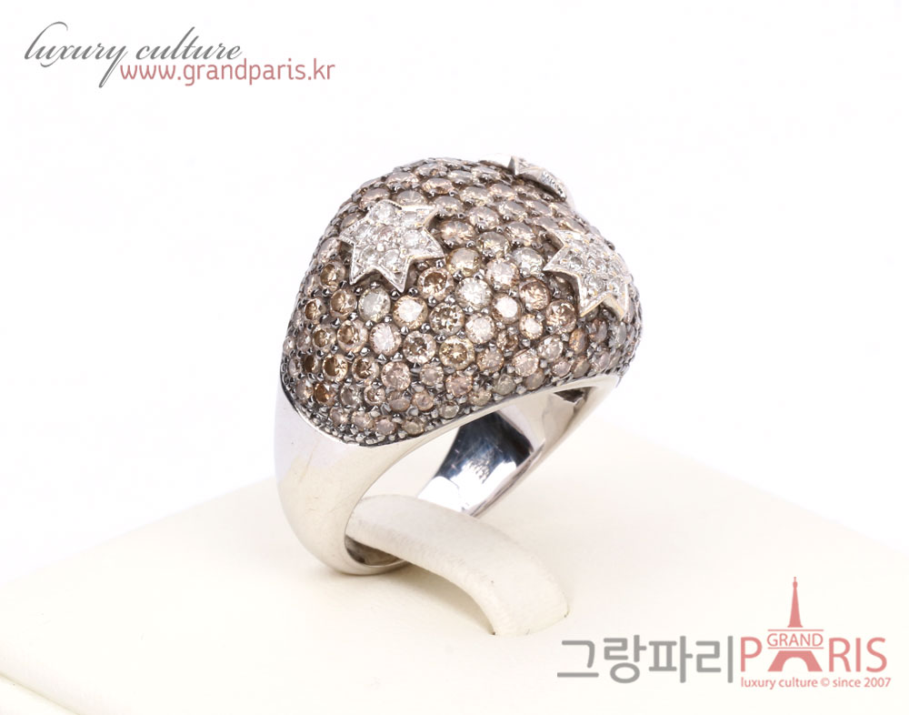 Fine Jewelry 꼬냑 다이아몬드 파베 별포인트 볼드 링